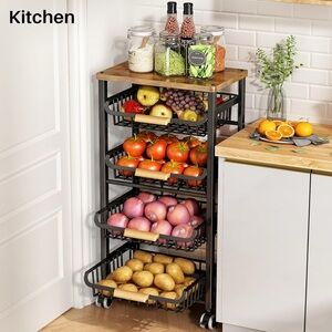 Black Metal Storage Cart with Baskets NEW